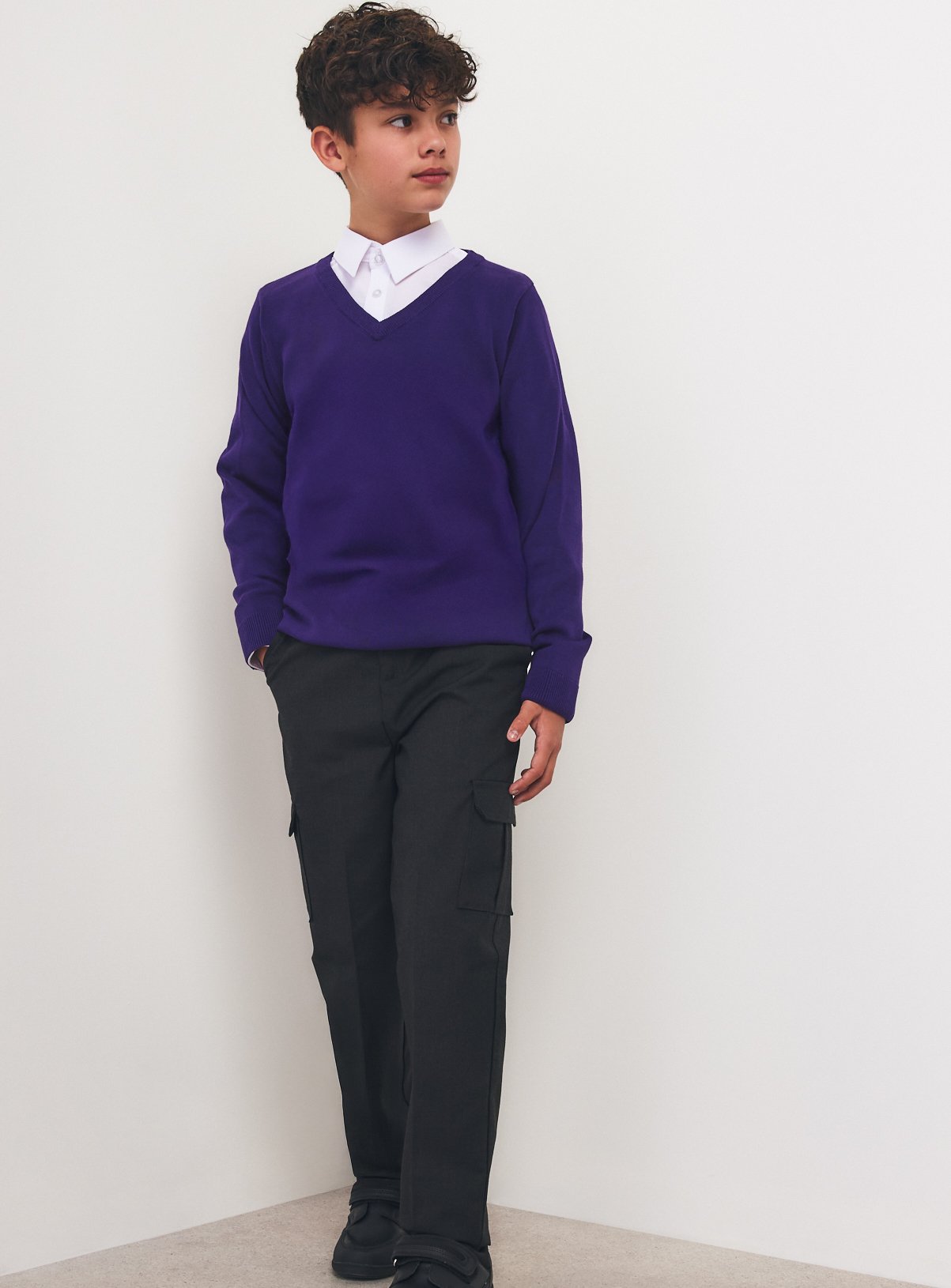 Bright Purple V-Neck Jumpers 2-Pack 3 years - Image 2 thumbnail